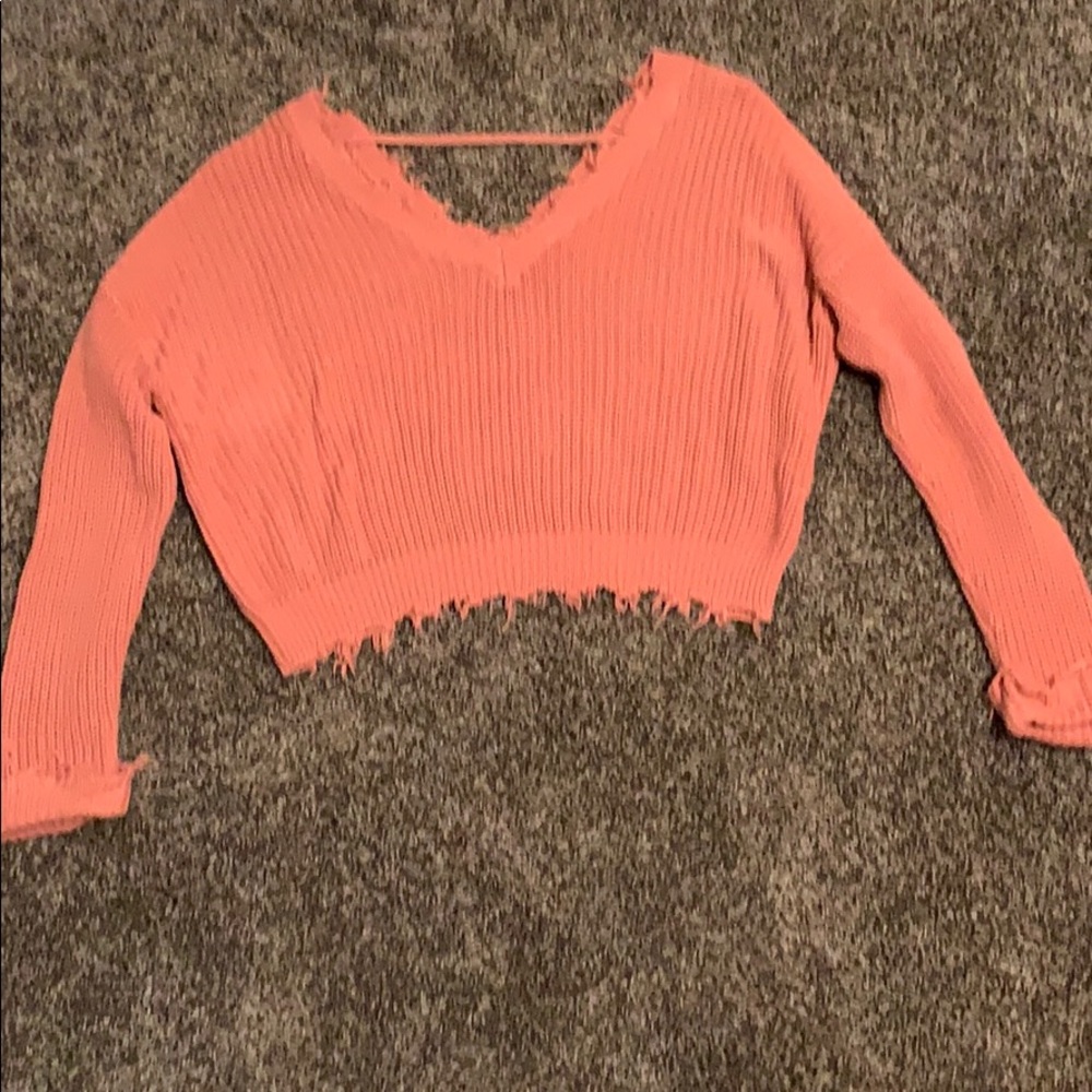 Forever21 Knit Coral Cropped Sweater